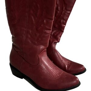 Western Style Boots, Red, Size 10, Like New Condition